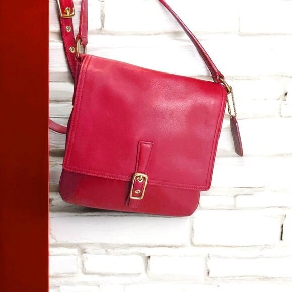 COACH Vintage Legacy Flap Crossbody Bag Red - Picture 1 of 7